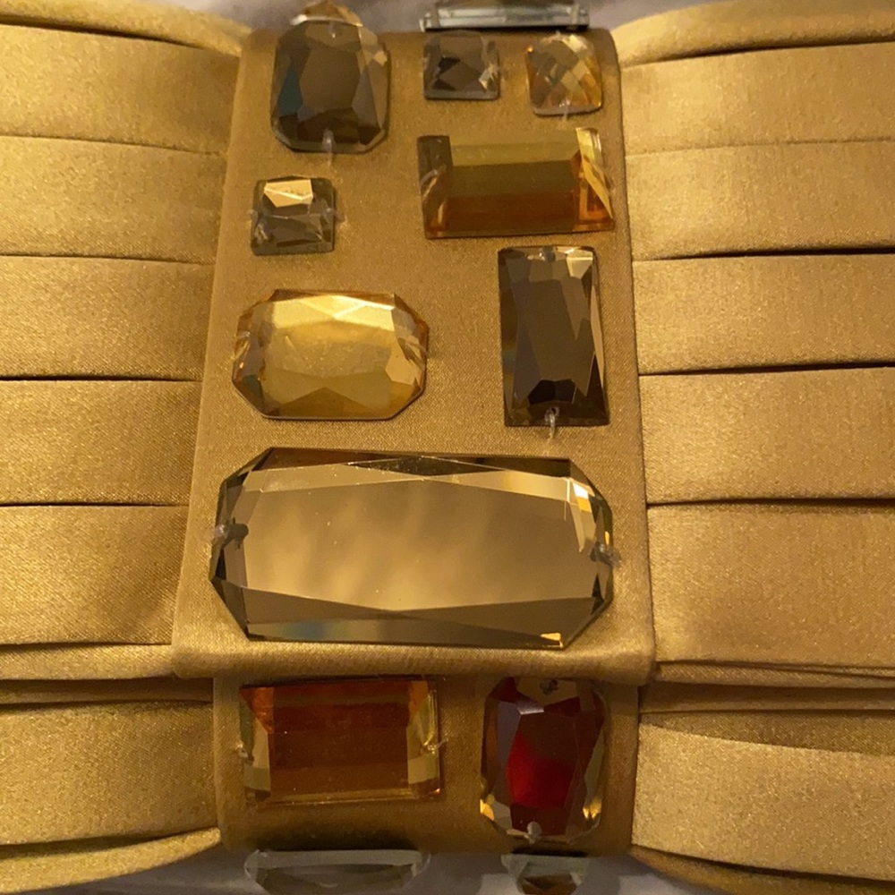 Sondra Roberts Gold Evening Clutch with Stones - Picture 2 of 6